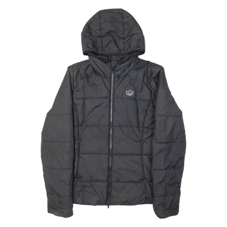 ADIDAS Womens Puffer Coat Grey Hooded UK 12