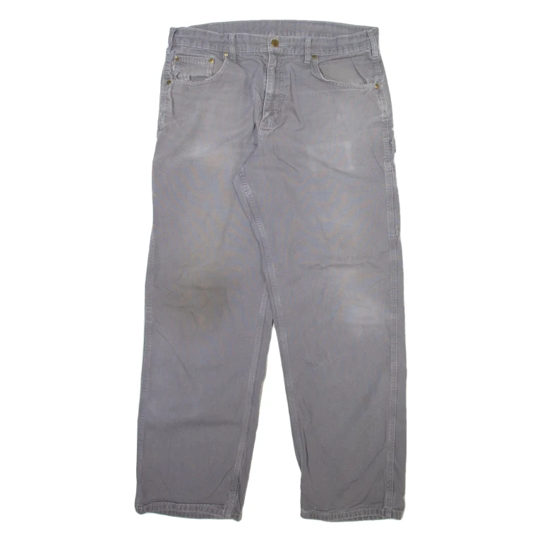 CARHARTT Carpenter Mens Trousers Grey Relaxed Straight W36 L32