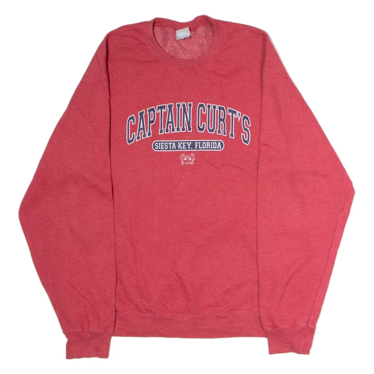 PORT AND COMPANY Captain Curt's Siesta Key Florida Mens Sweatshirt Red 90s USA L