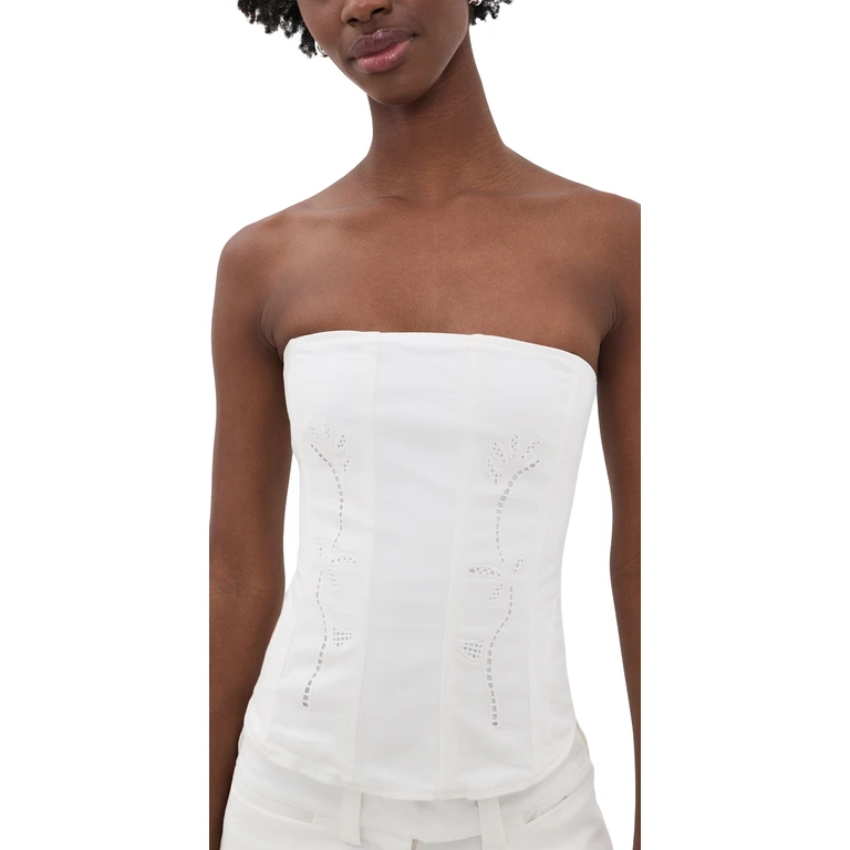 Miaou Libra Corset White Embroidered Eyelet S