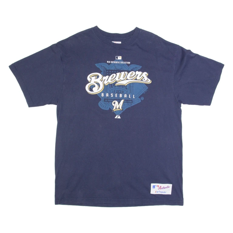 MLB Brewers Mens T-Shirt Blue USA L