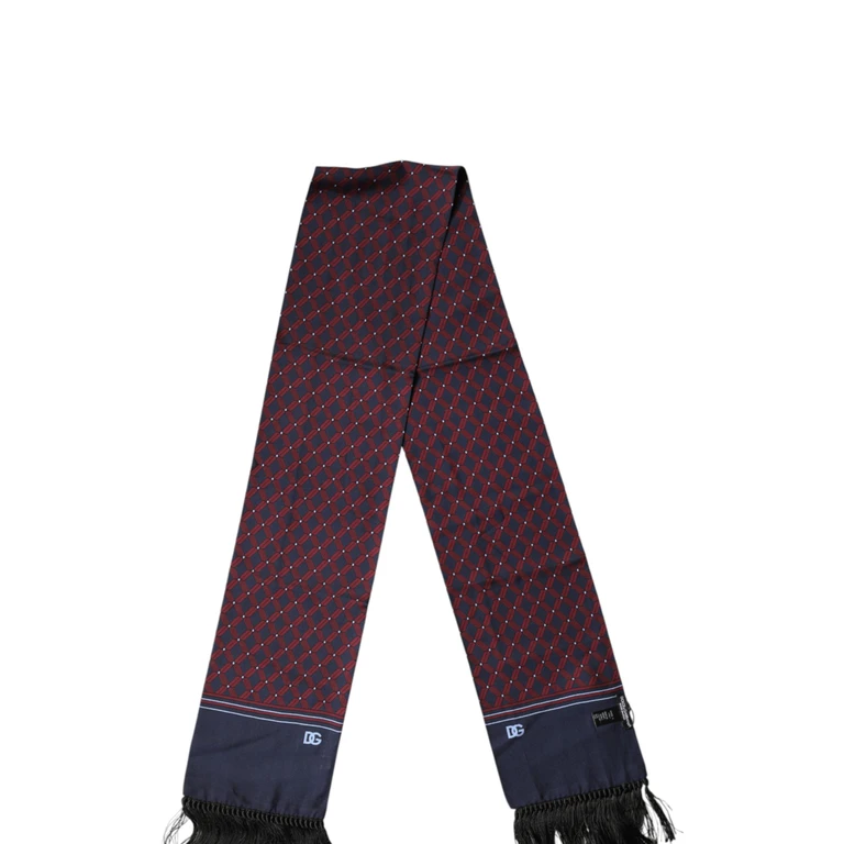 Maroon Patterned Fringes Wrap Foulard 138cm X 15cm Scarf - Men