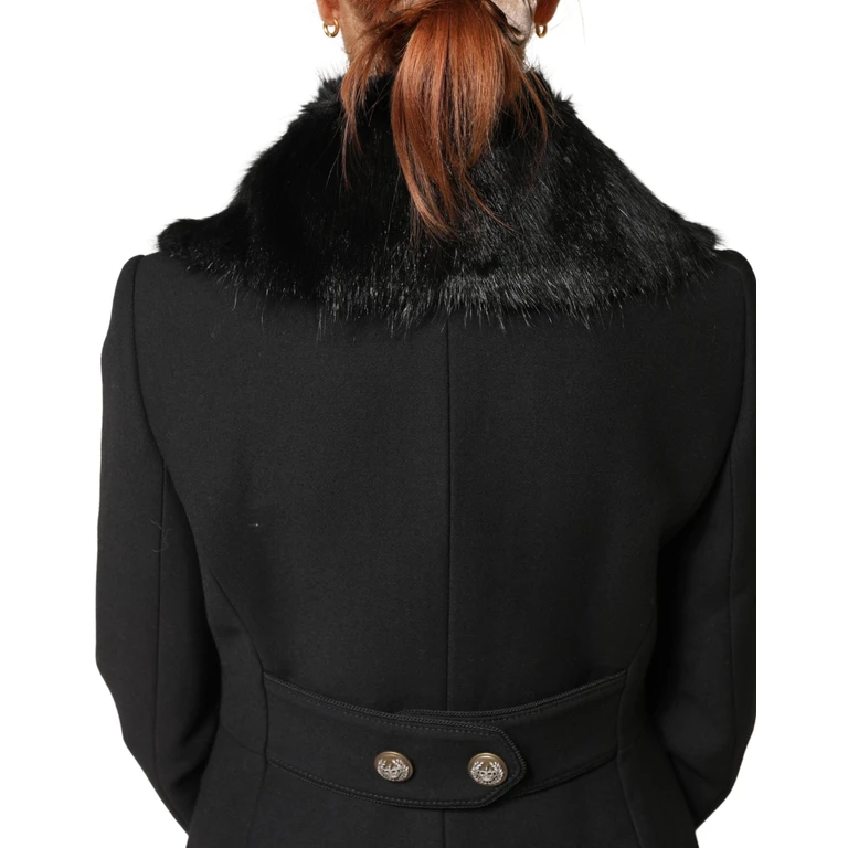Dolce & Gabbana Black Fur Shawl Neck Wrap Cover Collar Scarf Rat Mousquet - Women