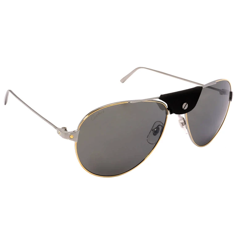 Santos de Cartier Silver Pilot Mens Sunglasses CT0038S 003 59