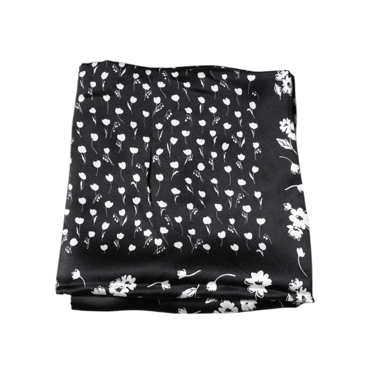 Dolce & Gabbana Black Floral Silk Square Wrap Shawl Scarf - Women