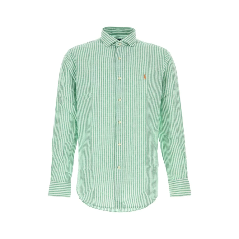 Polo Ralph Lauren Embroidered Linen Blend Shirt 7232bpinkwhite Exterior: Cotton Camicie - Men