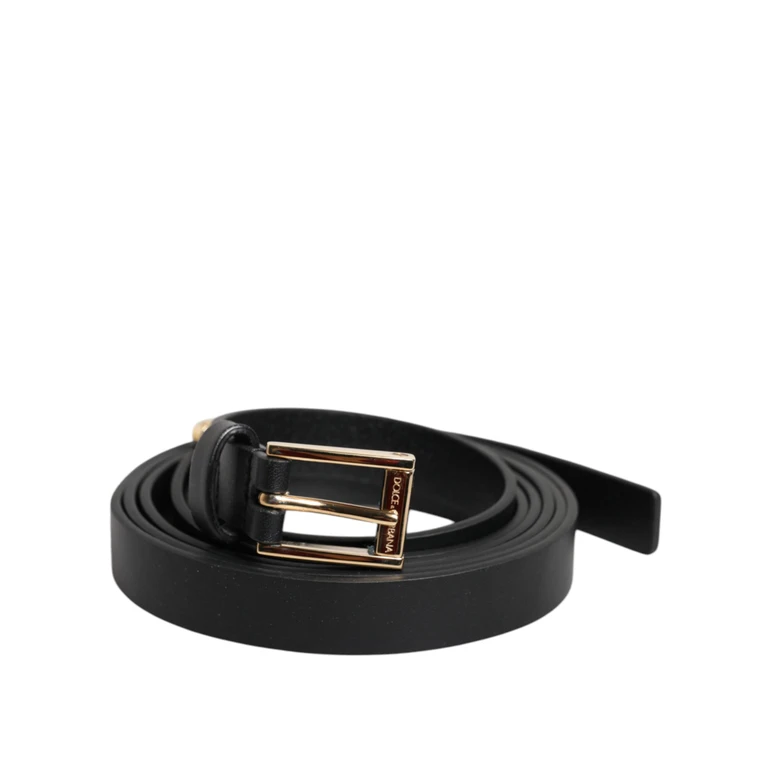 Dolce & Gabbana Black Calf Leather Gold Metal Buckle Belt - Men