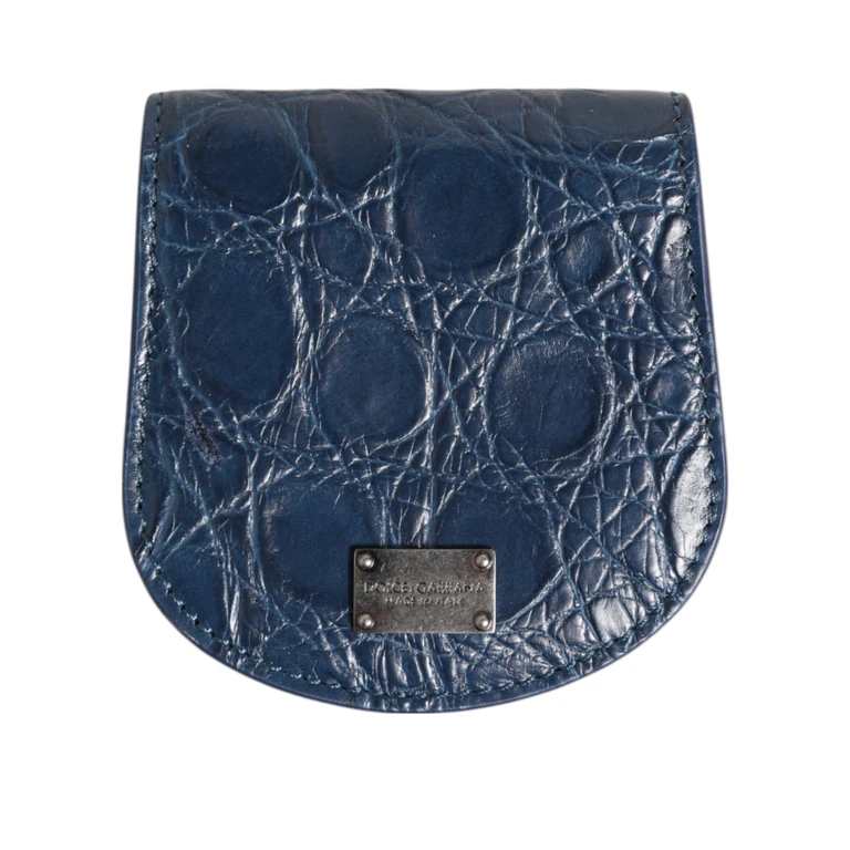 Blue Exotic Skin Coin Condom Case Holder Pocket Wallet Caiman Leather - Men