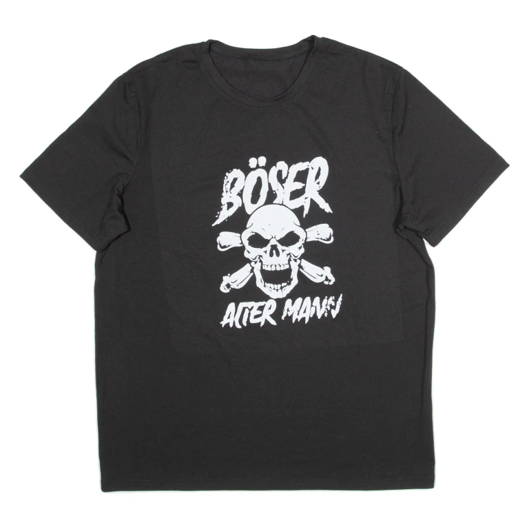 Skull Print Mens T-Shirt Black L