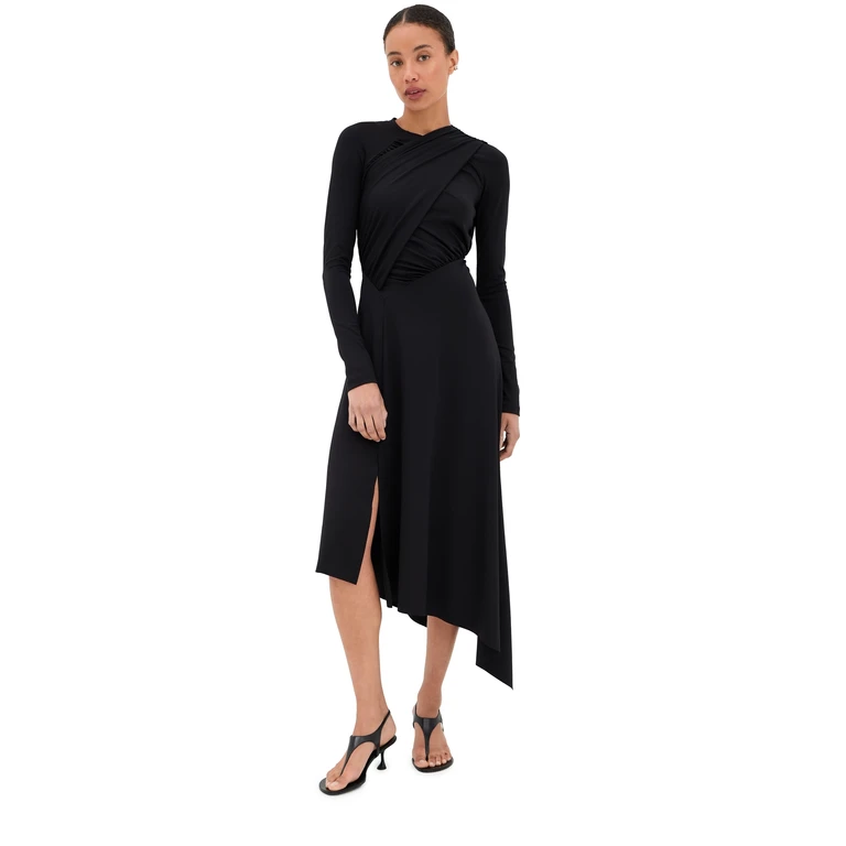 Victoria Beckham Long Sleeve Wrap Dress Black 14