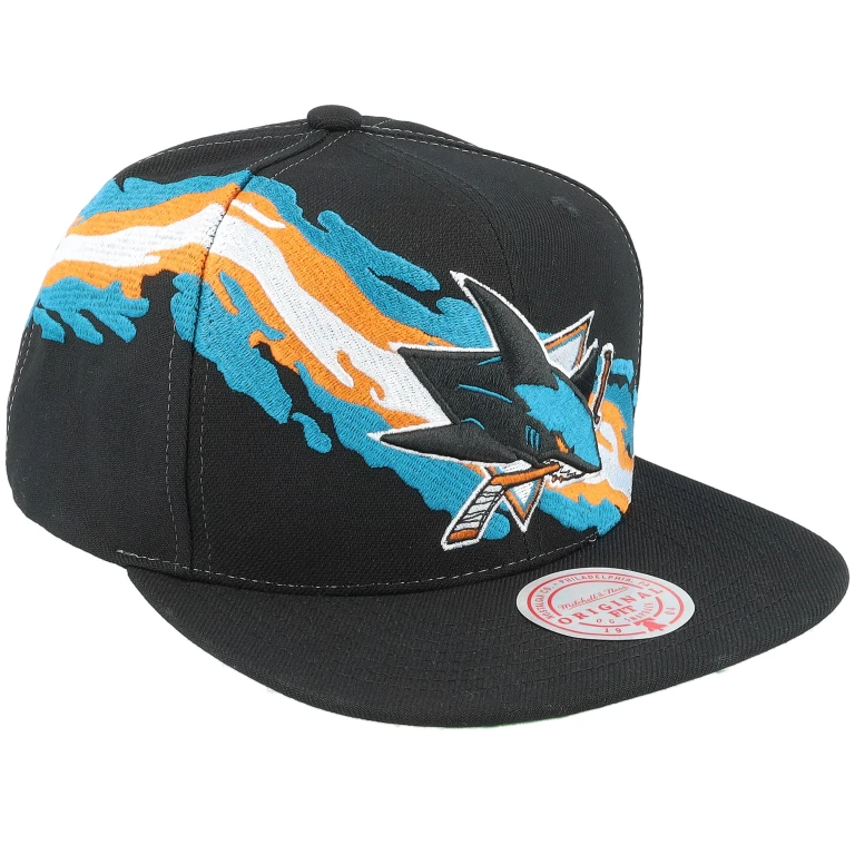 Men's NHL Vintage Paintbrush Snapback Sharks Snapback Caps