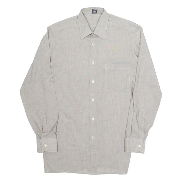 METZGER Mens Plain Shirt Grey Long Sleeve S