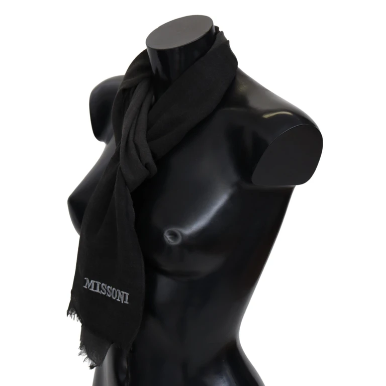 Missoni Black Wool Unisex Neck Wrap Scarf - Men