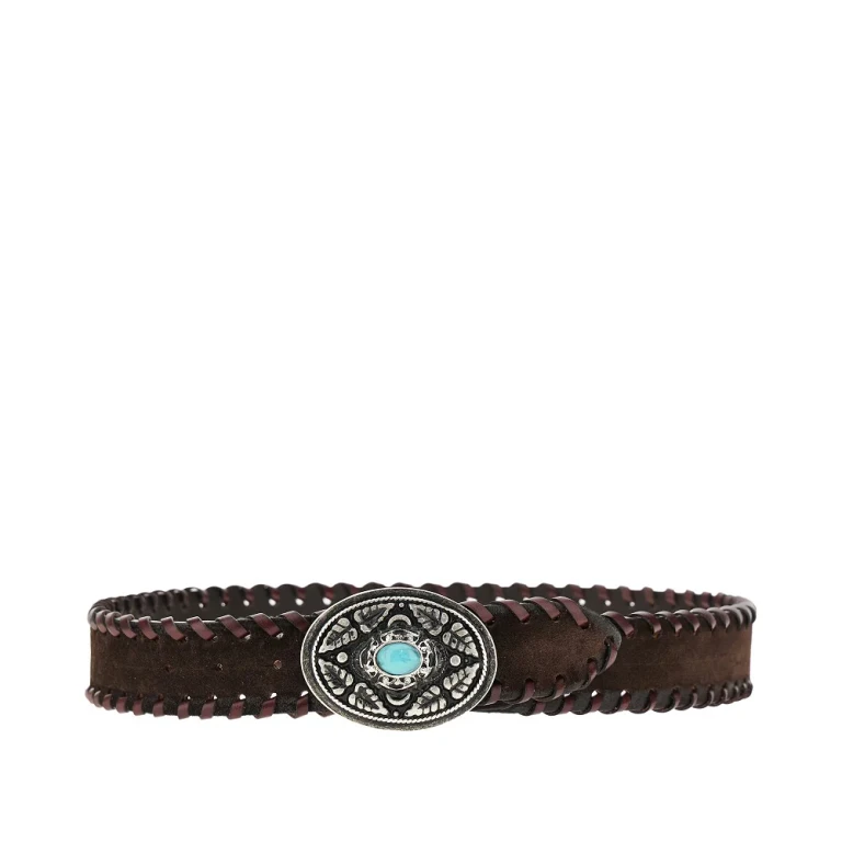 GIANNIFRANCO BELTS Suede leather belt with topstitchings Man 90