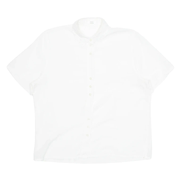 Womens Shirt White Collared Off Shoulder L