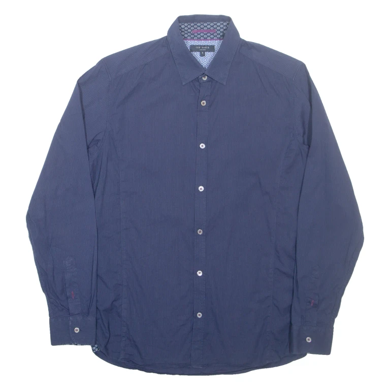 TED BAKER Mens Plain Shirt Blue Long Sleeve M