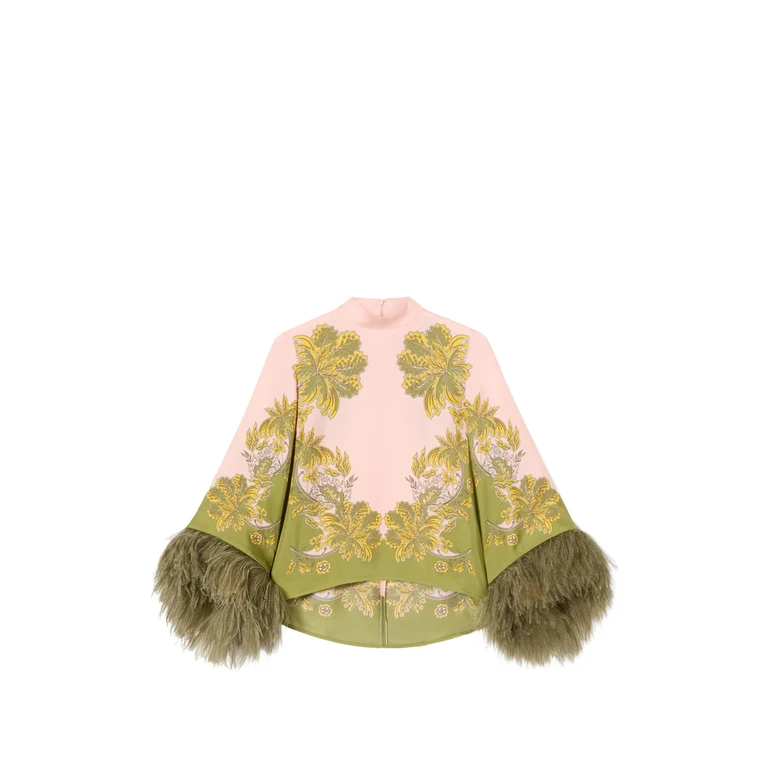 Swathe Placée Pink In Silk Twill With Feathers Make An Exit Top