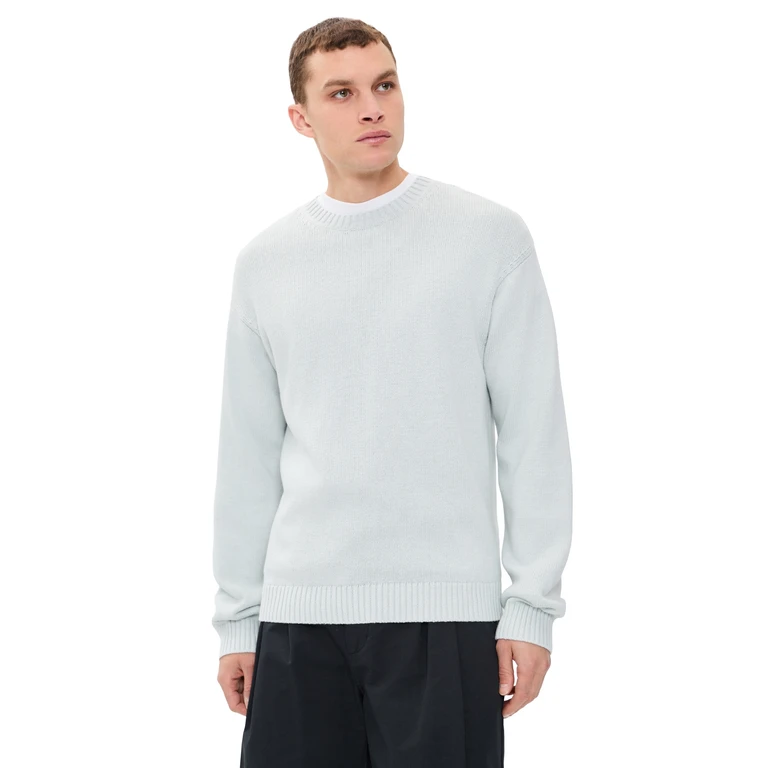 FRAME Cotton Silk Crew Neck Sweater Pale Blue M