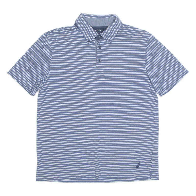 NAUTICA Mens Polo Shirt Blue Striped M