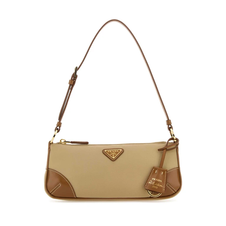 Prada Camel Re-Nylon Re-Edition 2002 Shoulder Bag Cammello Poliammide Riciclata-vitello Borse A Mano - Women