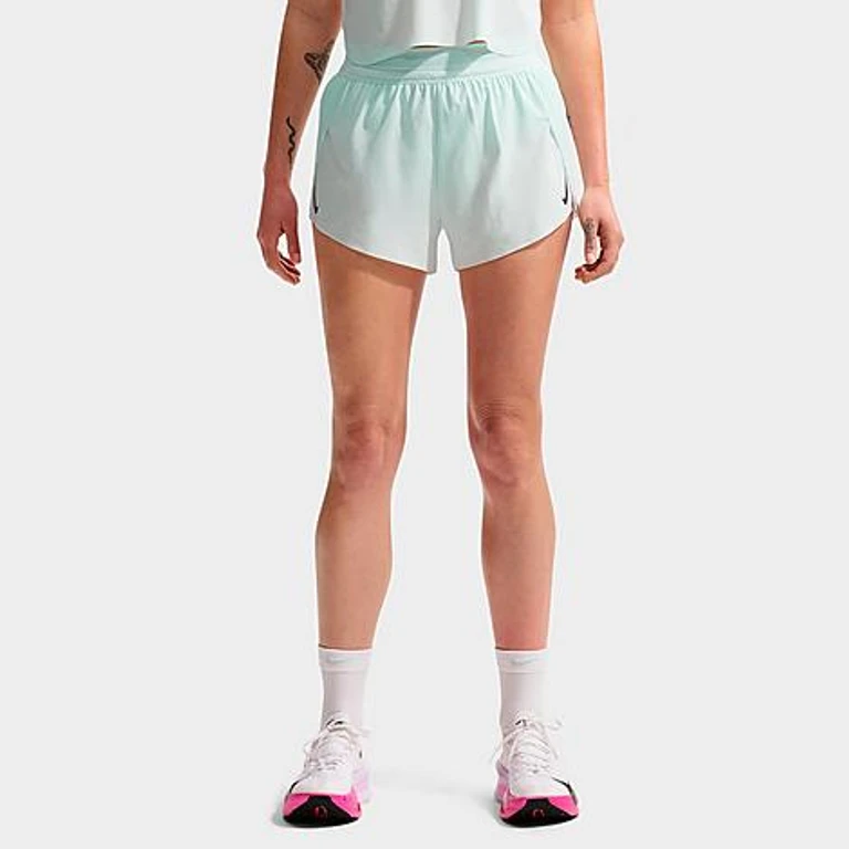 Nike Women's AeroSwift Dri-FIT ADV Mid-Rise 3 Inch Brief-Lined Shorts in Barely Green/Black Size: XXS
