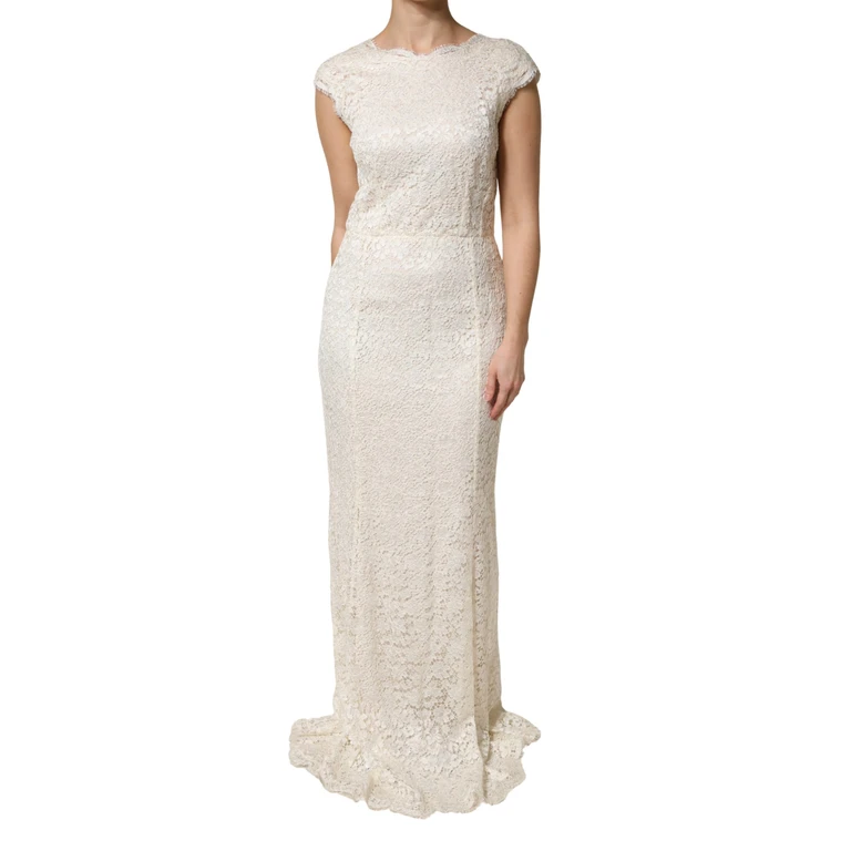 White Lace Viscose Sheath Long Gown Dress Nylon - Women