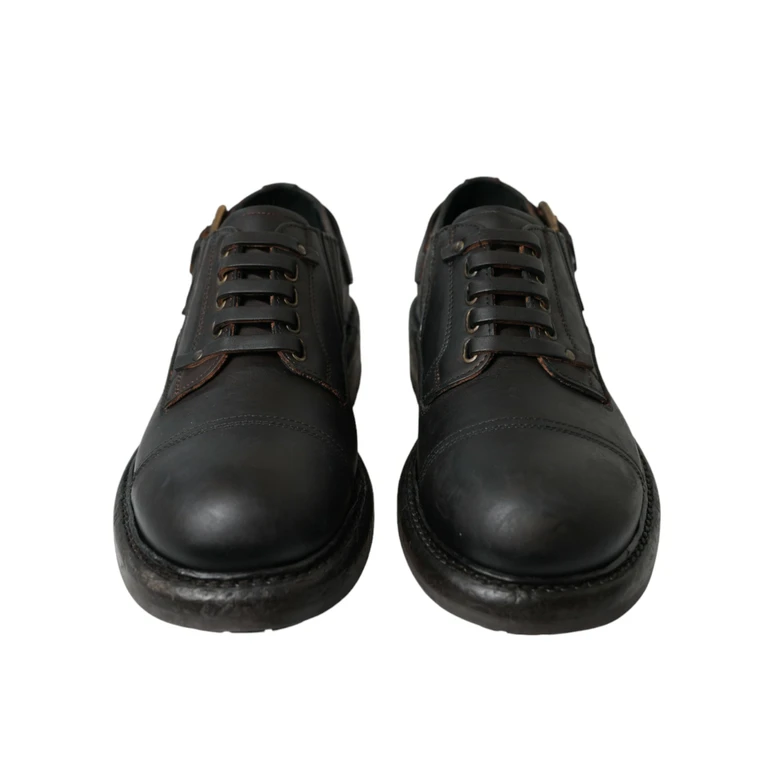Dolce & Gabbana Brown Leather Lace Up Derby Men Dress Shoes - Men