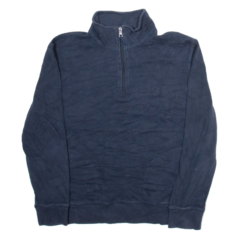 NAUTICA Mens Jumper Blue 1/4 Zip Tight Knit XL