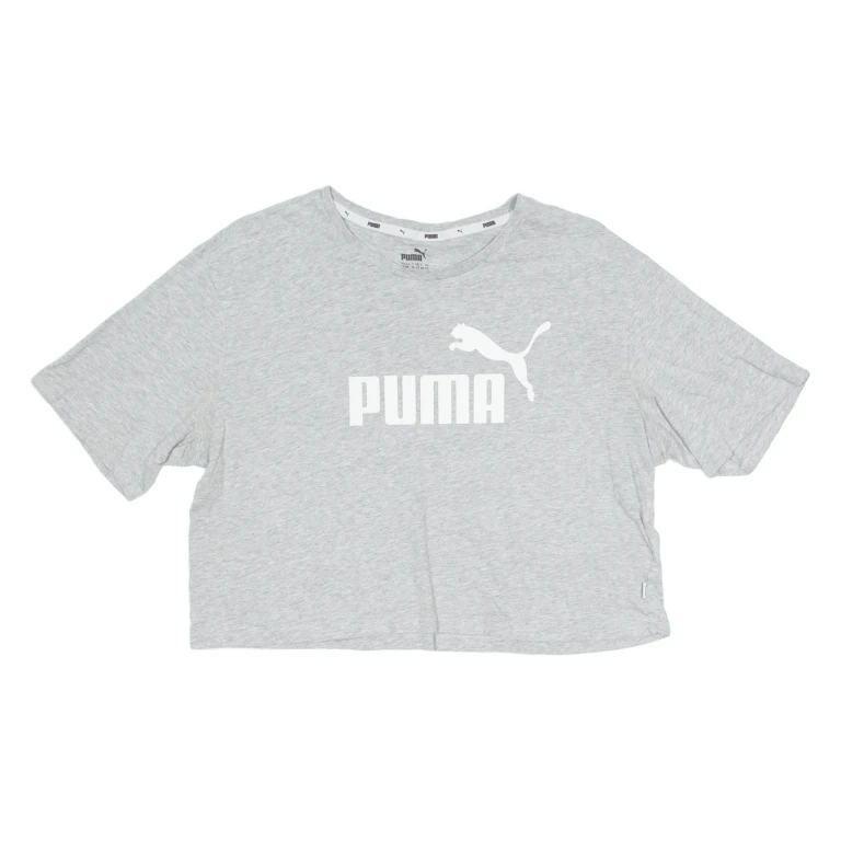 PUMA Cropped Womens T-Shirt Grey Crew Neck M