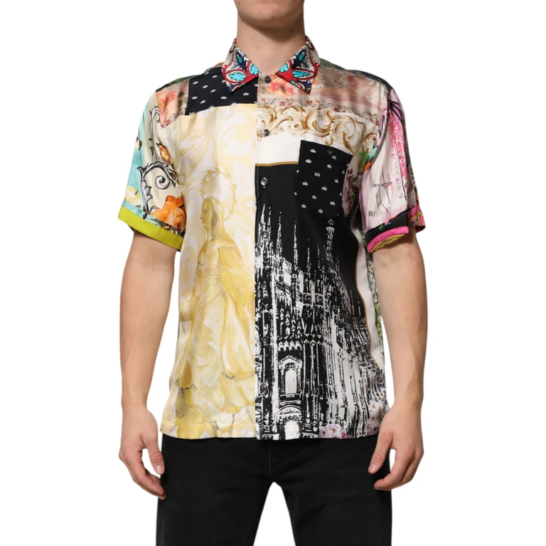 Dolce & Gabbana Multicolor Printed Button Down Casual Shirt Silk - Men