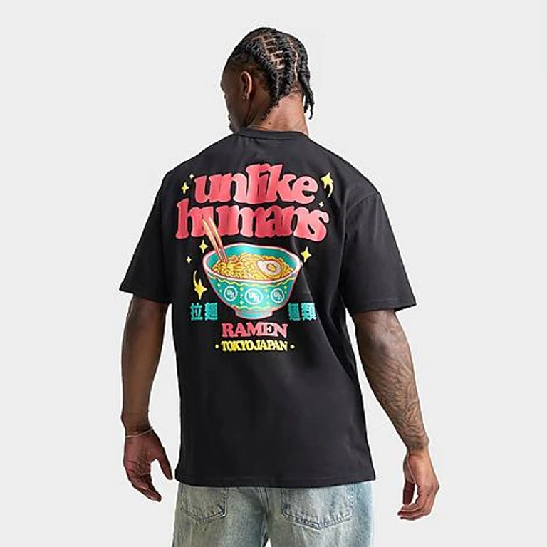Unlike Humans Men's Ramen Graphic T-Shirt in Black Size: Small