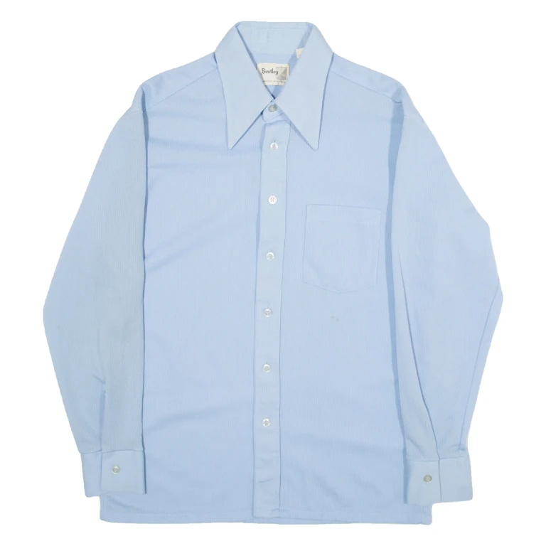 BENTLEY Mens Plain Shirt Blue Long Sleeve L