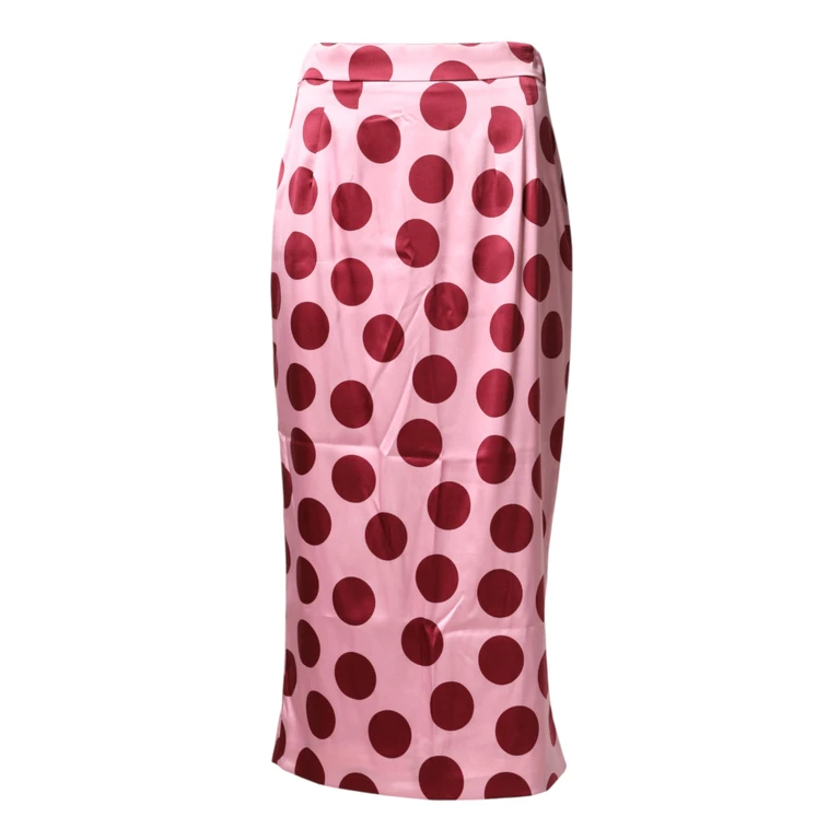 Dolce & Gabbana Pink Polka Dot Silk Pencil Cut Midi Skirt 04+se - Women