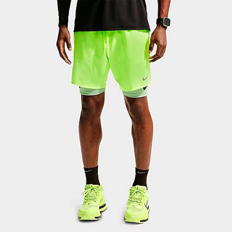 Men's Stride Dri-FIT Brief-Lined 7" Running Shorts in Volt Ice Size: XS