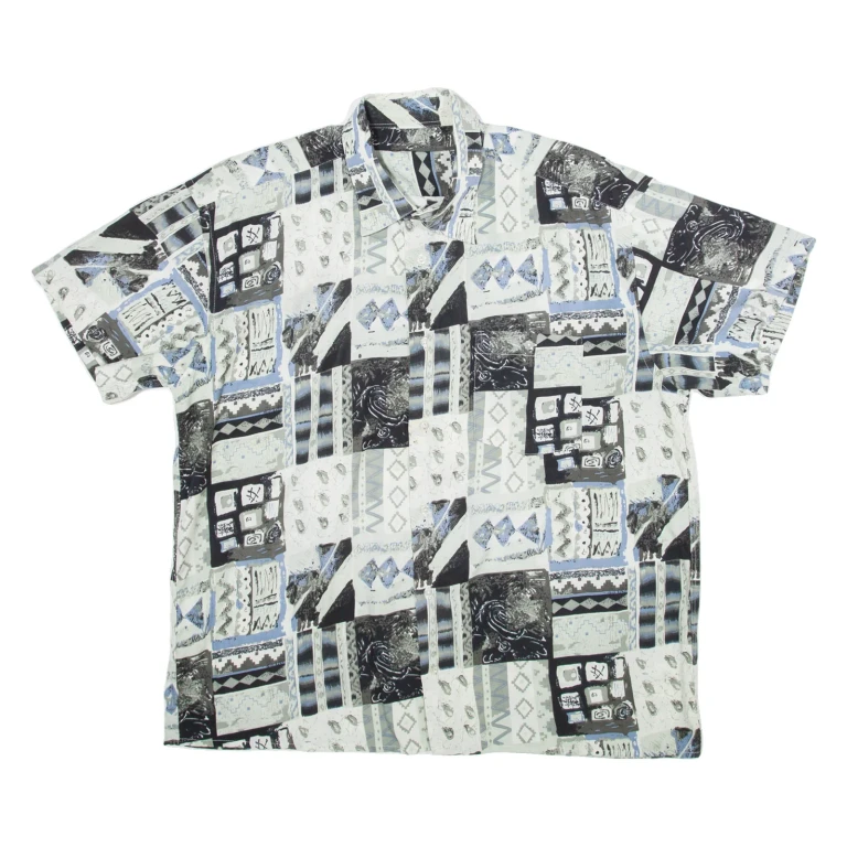Mens Shirt Grey Crazy Pattern XL