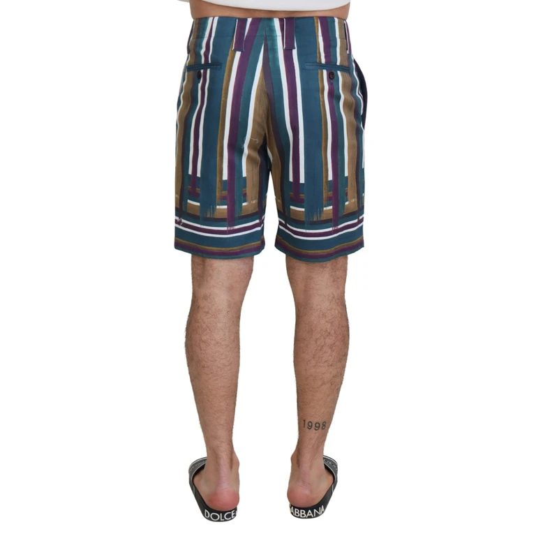 Multicolor Striped Stretch Cotton Shorts - Men