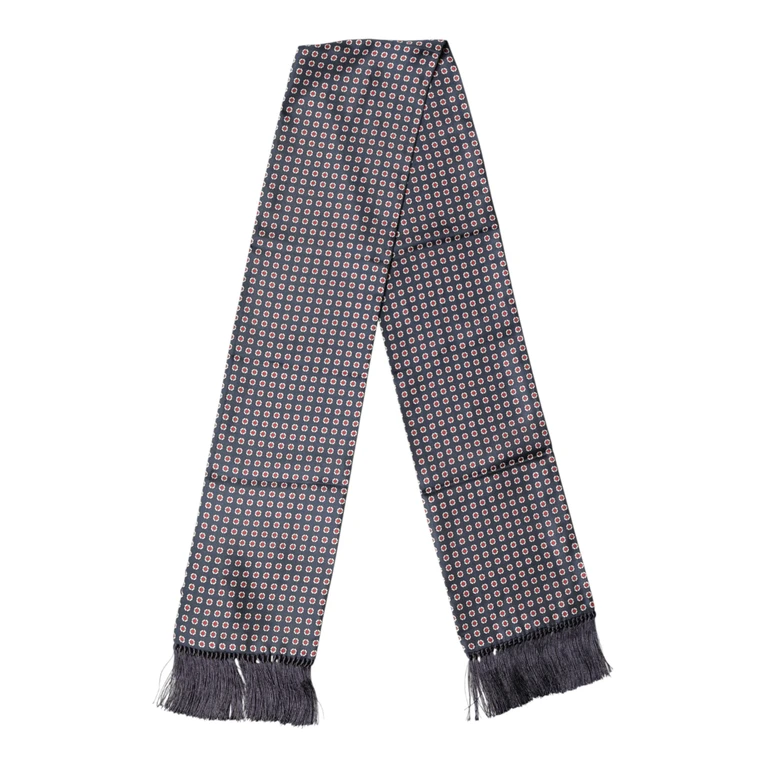 Dolce & Gabbana Black Patterned Fringes Neck Foulard Scarf - Men