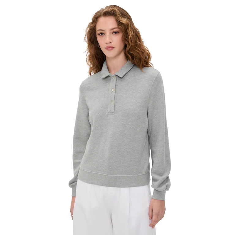 DONNI. The Eco-Terry Polo Sweatshirt Heather Grey L