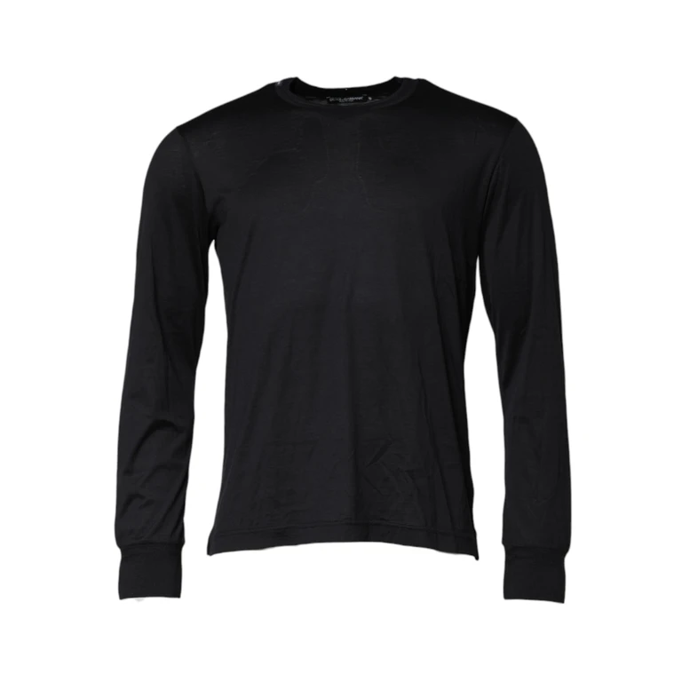 Dolce & Gabbana Dark Blue Silk Crew Neck Men Pullover Sweater Cotton Clothing - Men