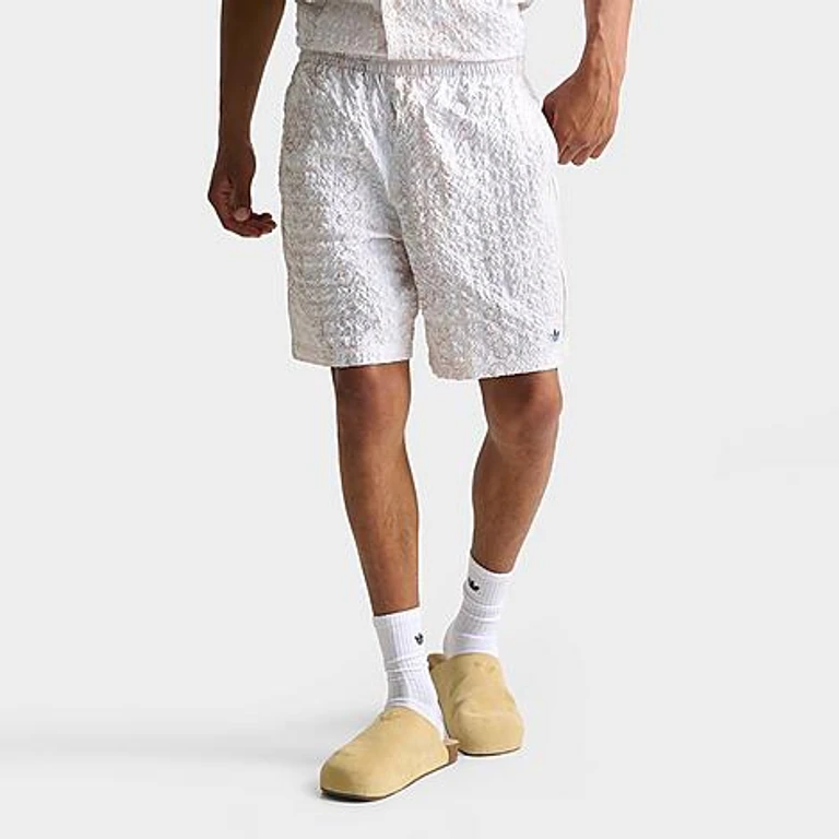 adidas Men's Originals Summer Glow Printed Seersucker Shorts in Off White Size: Small