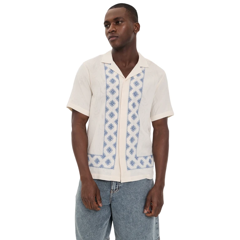 Maitan Carnival Embroidery Shirt White Sand/Nightfall Blue S