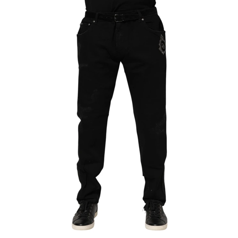 Black Cotton Skinny Men Denim Jeans Elastane Clothing - Men