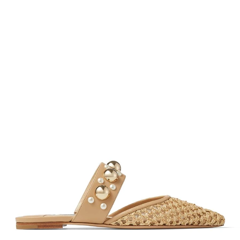 Womens Basette Raffia Flats, Brand Size 34 ( US Size 4 )