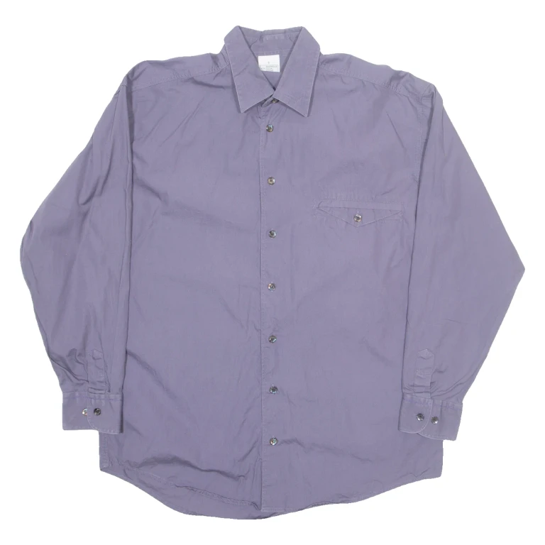 Mens Plain Shirt Blue Long Sleeve M
