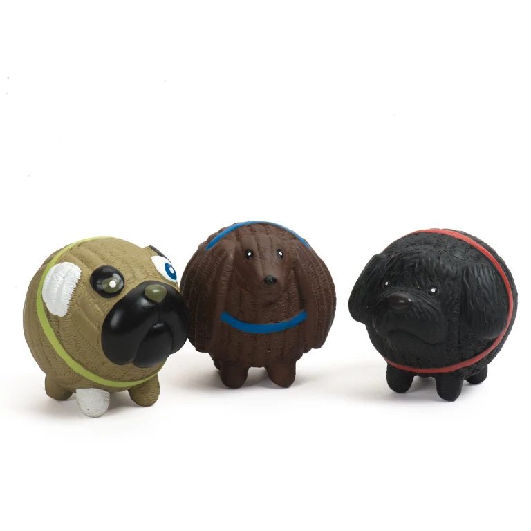Assorted Ruff-Tex HuggleMutt Latex Balls Dog Toys, 3 Pack, Small