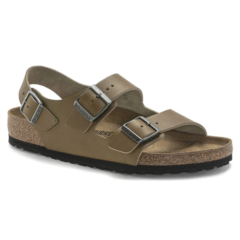 Unisex Milano Natural Leather Vintage Wood Faded Khaki