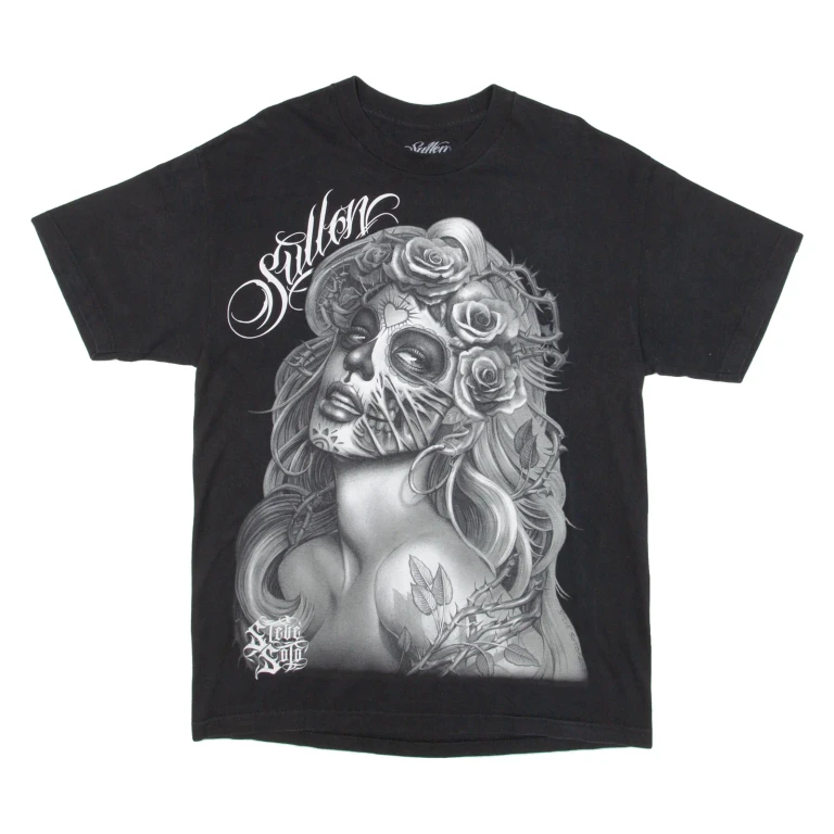 SUTTON Steve Solo Mens Biker T-Shirt Black Crew Neck L