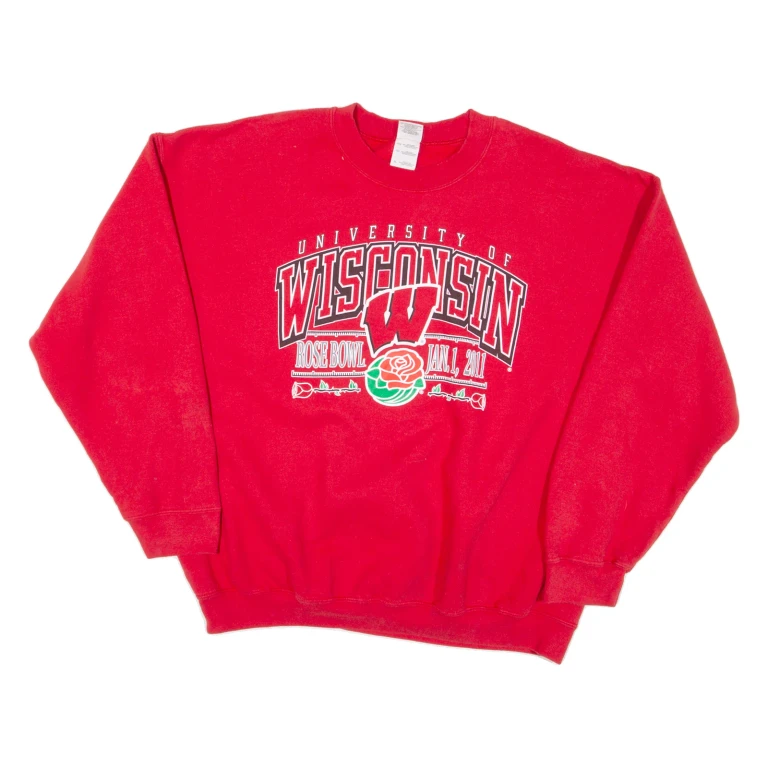 GILDAN University Of Wisconsin Mens Sweatshirt Red USA XL