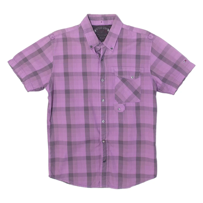 TOMMY HILFIGER Mens Shirt Purple Check M