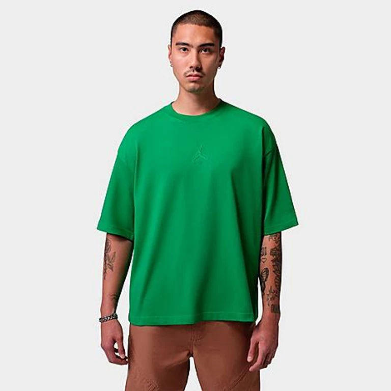 Nike Men's Jordan Flight Essentials Oversized T-Shirt in Lucky Green/Lucky Green Size: XS